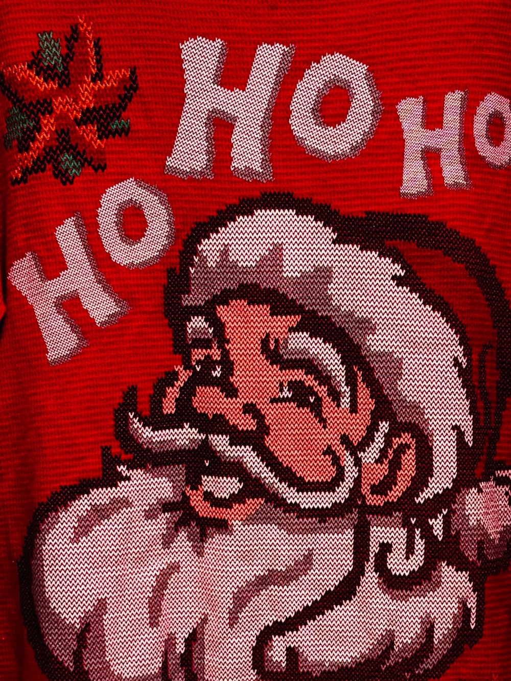 NWOT Dec 25th Size L Red Waffle Knit Long Sleeve Sweater Santa HoHoHo - Picture 3 of 4
